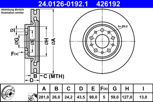 Disc frana ATE 24.0126-0192.1