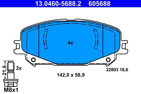 Set placute frana ATE 13.0460-5688.2