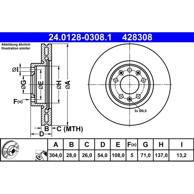 Disc frana 24.0128-0308.1 ATE