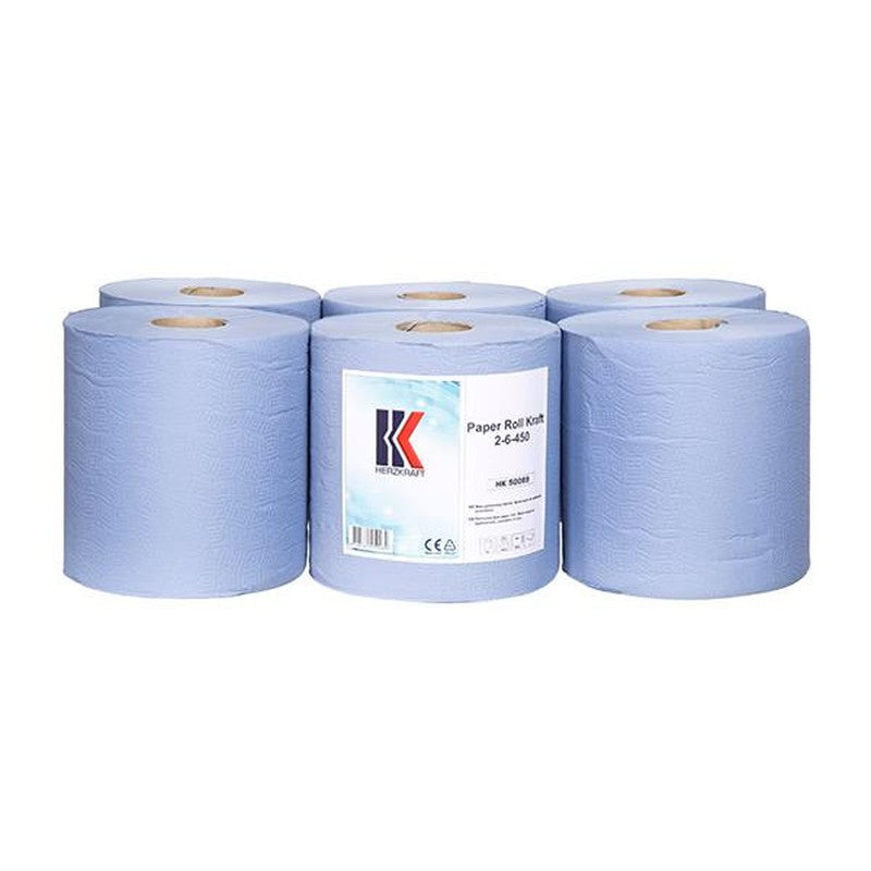 Rola portionata hartie albastra, 2 straturi, 6 role x 450 foIi. - HK160637