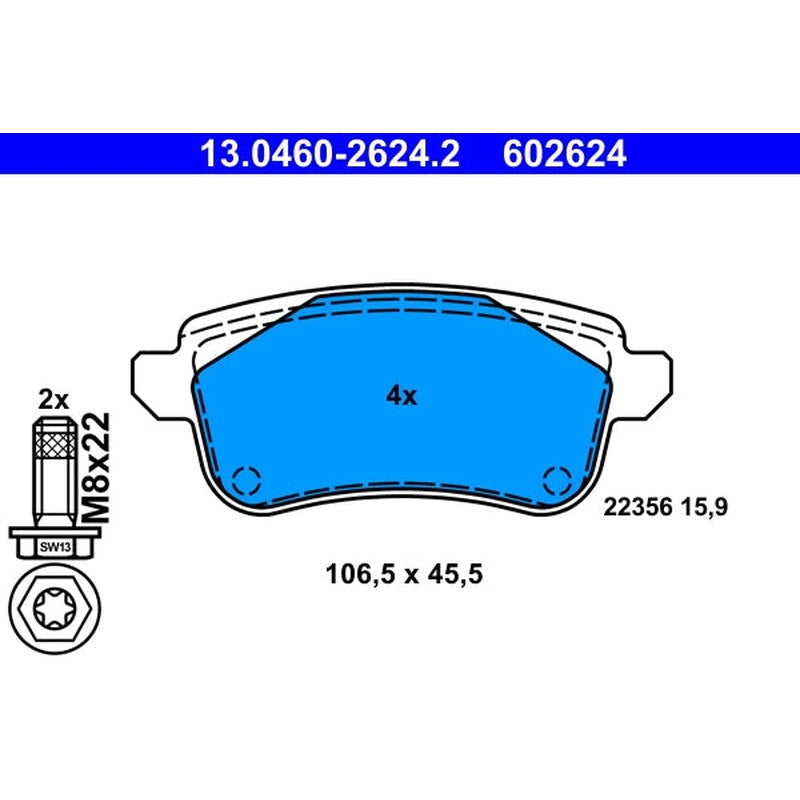 set placute frana,frana disc 13.0460-2624.2 ATE