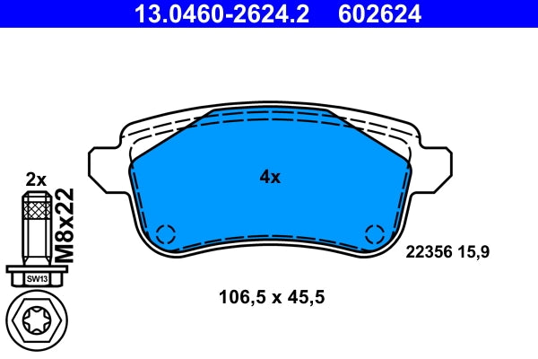Set placute frana ATE 13.0460-2624.2