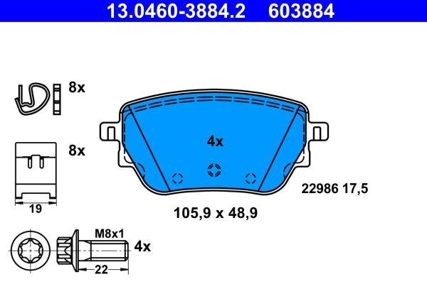 Set placute frana ATE 13.0460-3884.2