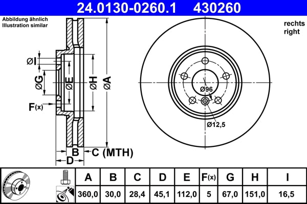 Disc frana ATE 24.0130-0260.1