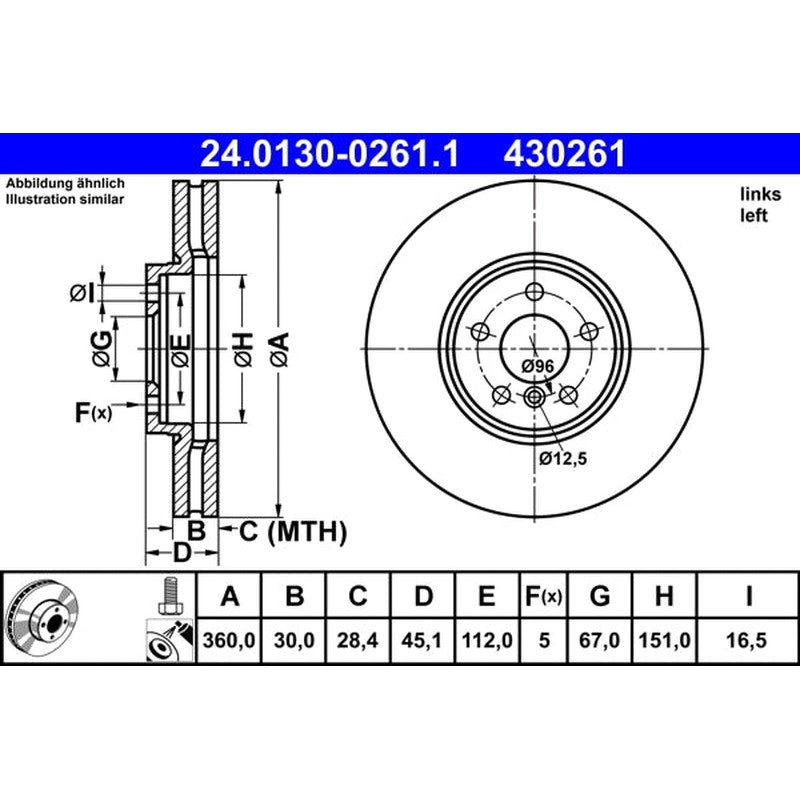Disc frana ATE 24.0130-0261.1