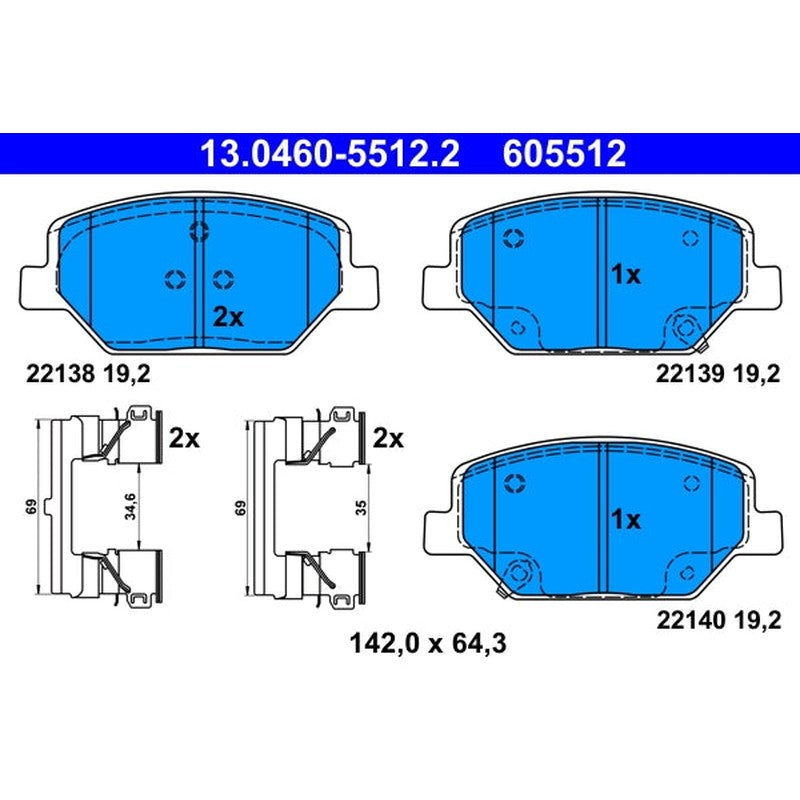 set placute frana,frana disc 13.0460-5512.2 ATE