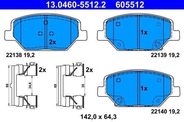 Set placute frana ATE 13.0460-5512.2