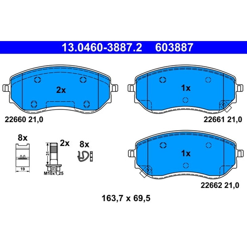 set placute frana,frana disc 13.0460-3887.2 ATE
