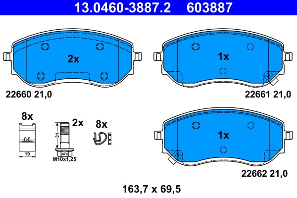 Set placute frana ATE 13.0460-3887.2