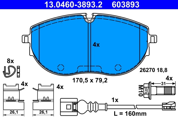 Set placute frana ATE 13.0460-3893.2