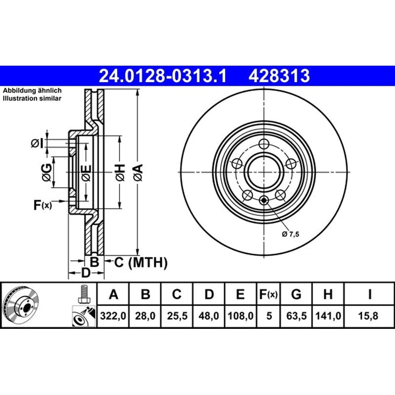 Disc frana 24.0128-0313.1 ATE
