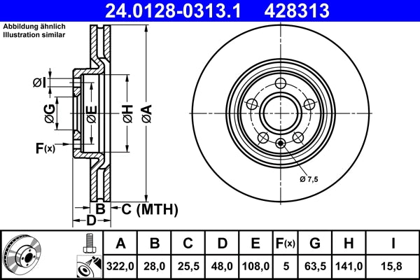 Disc frana ATE 24.0128-0313.1