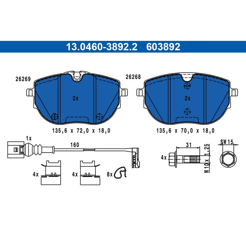 Set placute frana ATE 13.0460-3892.2