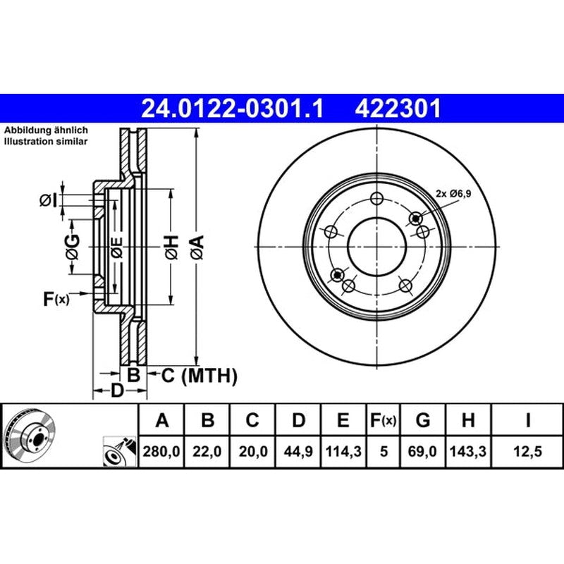 Disc frana ATE 24.0122-0301.1