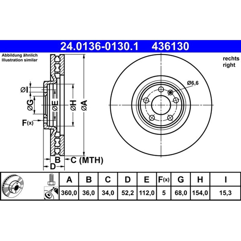 Disc frana 24.0136-0130.1 ATE