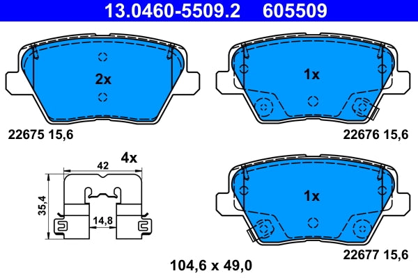 Set placute frana ATE 13.0460-5509.2