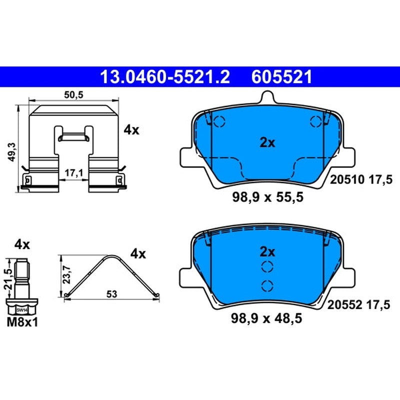 Set placute frana ATE 13.0460-5521.2