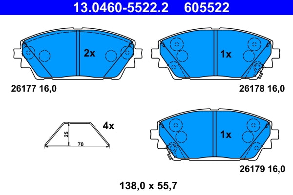Set placute frana ATE 13.0460-5522.2