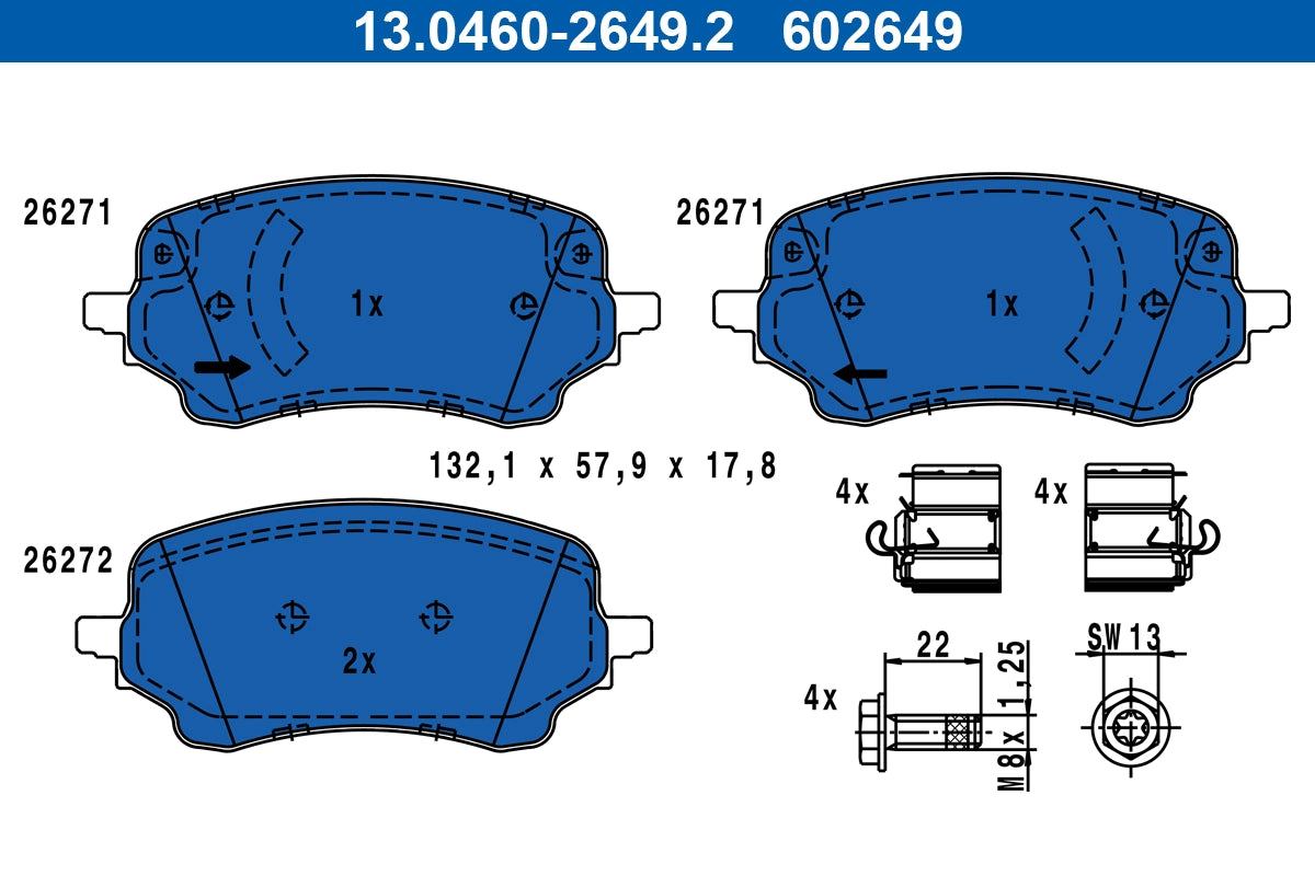 Set placute frana ATE 13.0460-2649.2