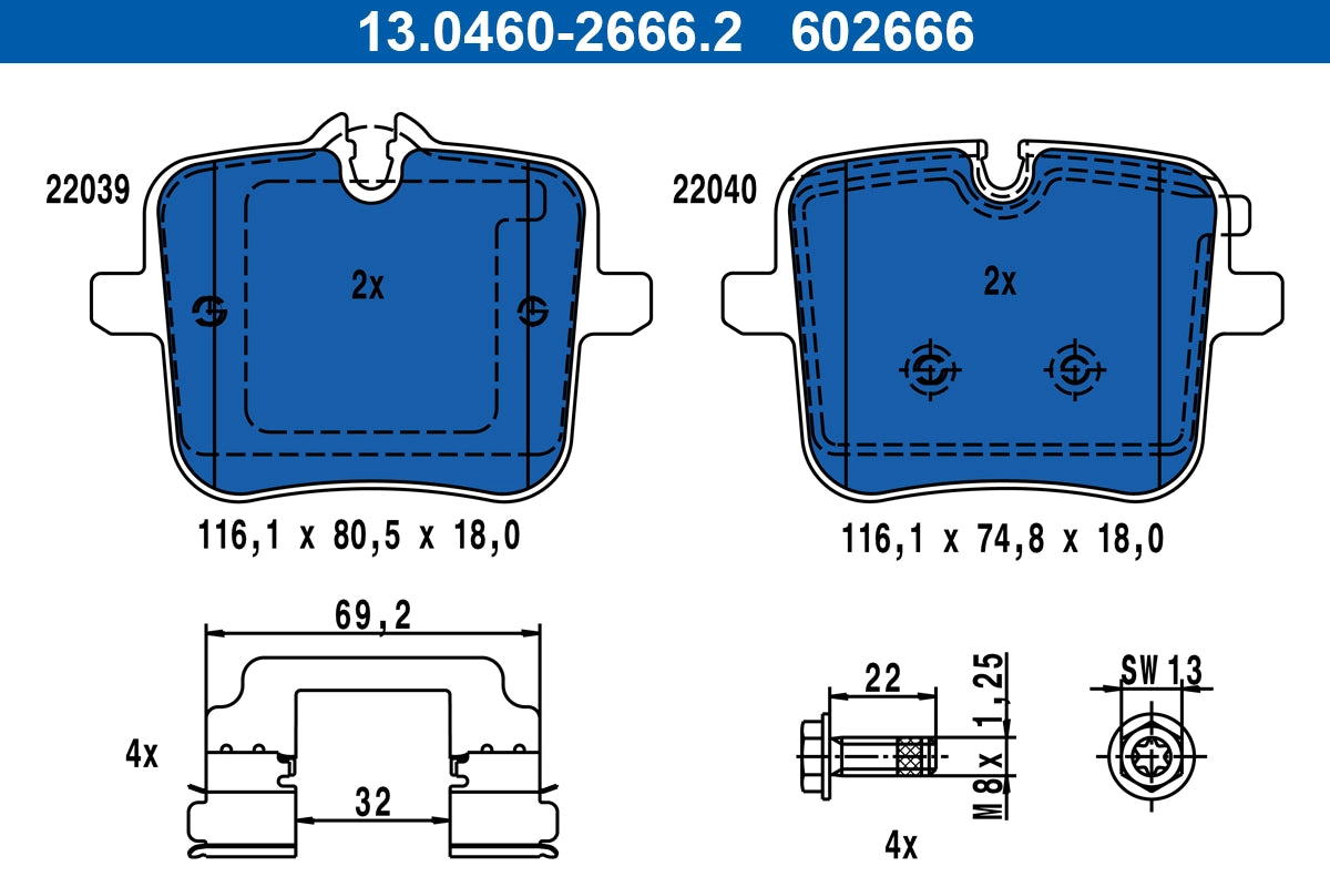 Set placute frana ATE 13.0460-2666.2