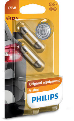 SET 2 BECURI 12V C5W FESTOON VISION BLISTER PHILIPS