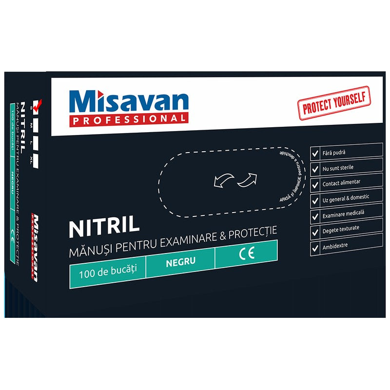 Manusi nitril Misavan, negru S - 90015748