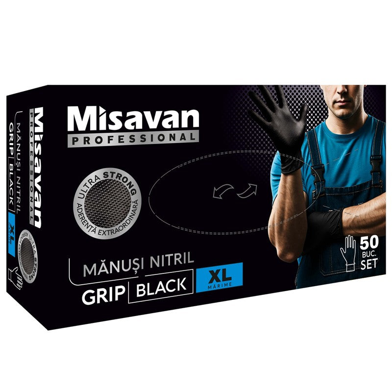Manusi nitril Grip Misavan - negru - marimea XL ● 50 buc. - 90043703