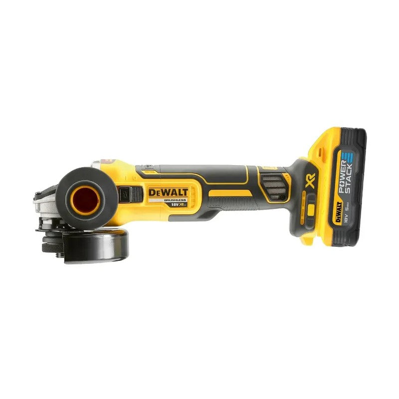 Polizor unghiular pe acumulator de 18V 125 mm, 2x baterie 5,0 Ah POWERSTACK, încărcător - DCG405H2TQW