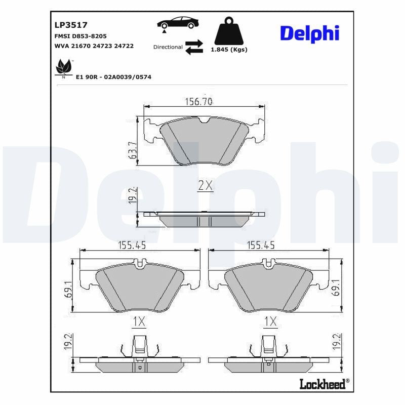 Set placute frana,frana disc LP3517 DELPHI