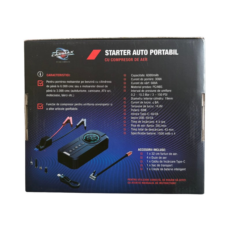 JUMP STARTER PENTRU PORNIRE MASINA CARMAX 6000 MAH - 56442