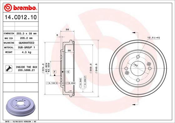 Tambur frana 14.C012.10 BREMBO