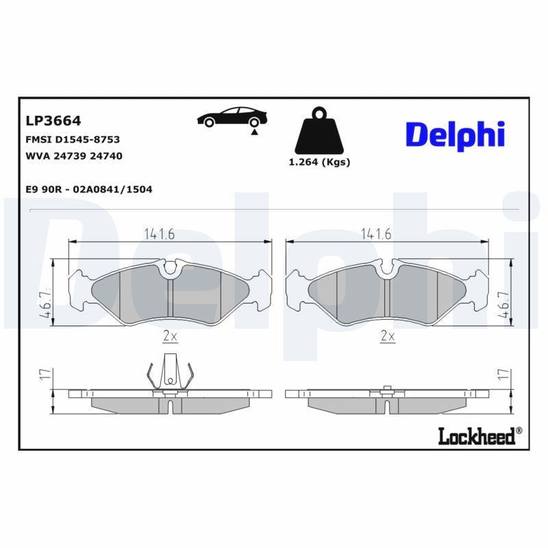 Set placute frana,frana disc LP3664 DELPHI