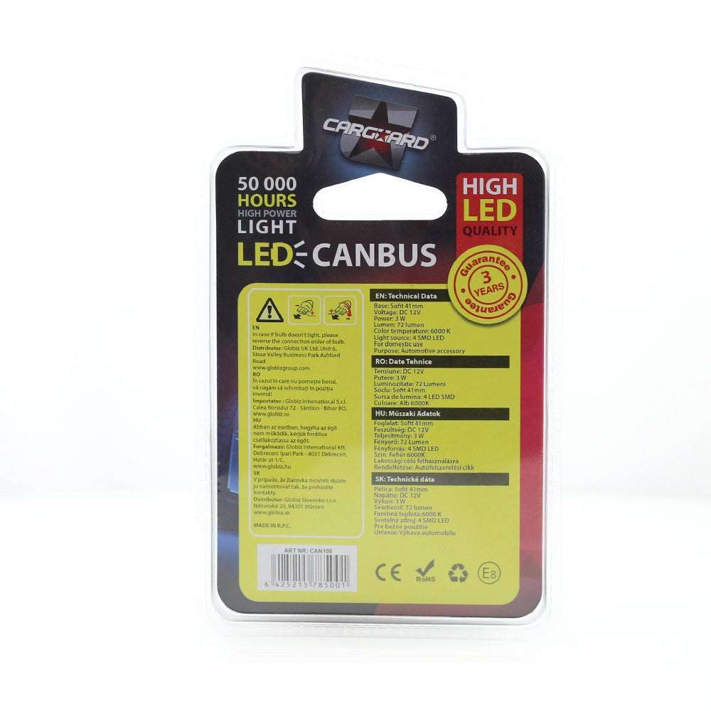 Bec MTR C5W 12V 3W Set 2 buc Carguard - CAN108