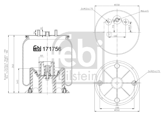 Burduf, suspensie pneumatica 171756 FEBI BILSTEIN