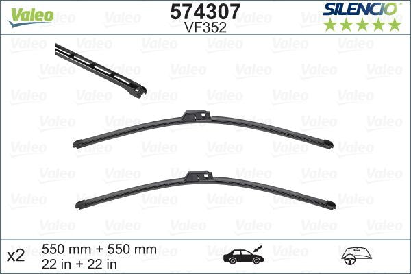 Set lamela stergator Valeo Silencio FlatBlade OE 550/550 mm - 10-142-090