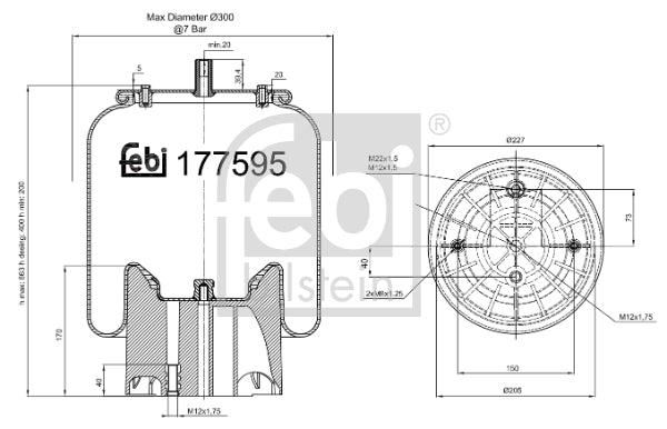 Burduf, suspensie pneumatica 177595 FEBI BILSTEIN