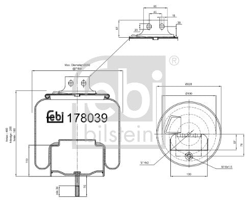 Burduf, suspensie pneumatica 178039 FEBI BILSTEIN
