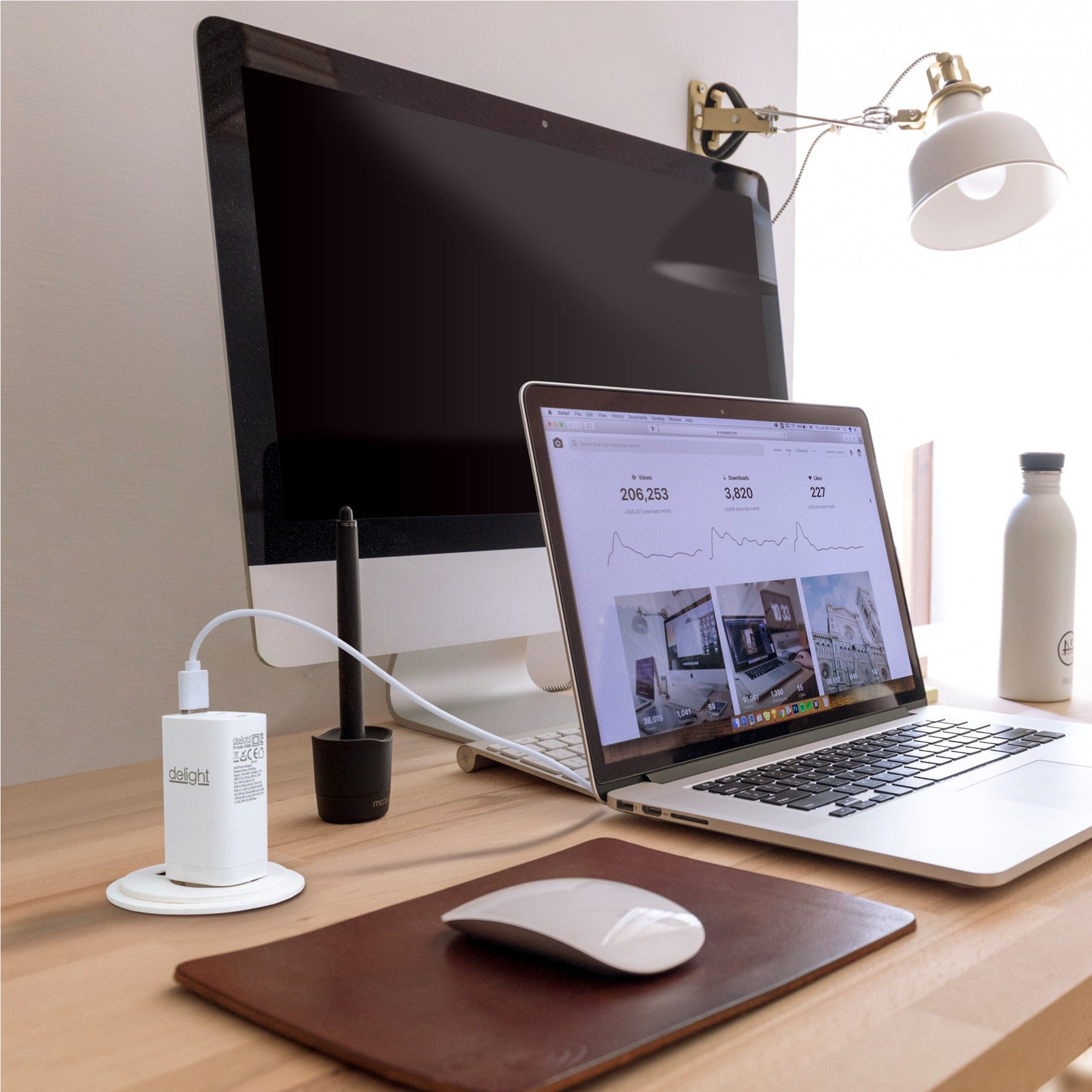 Încarcător telefon / laptop USB + USB Type-C PD45W cu incarcare rapida - Alb Carguard - 55060