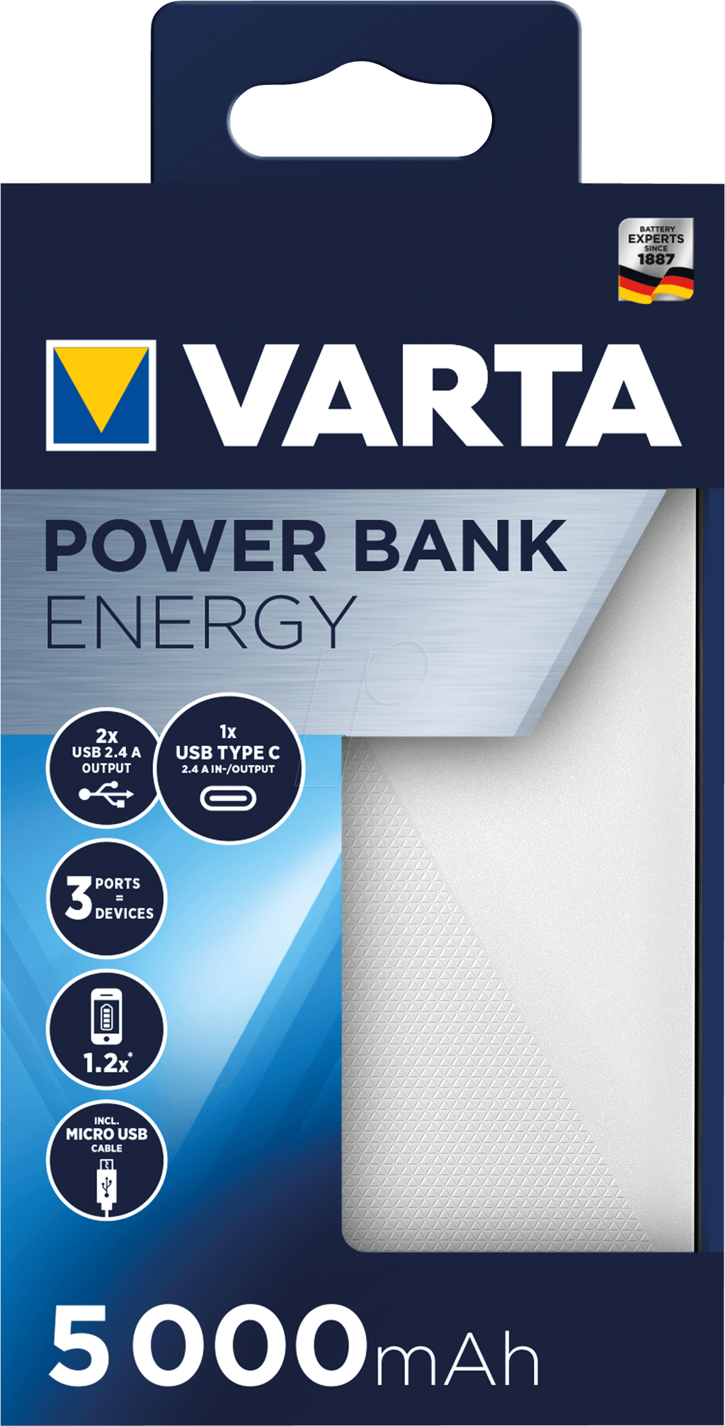 Acumulator portabil Varta Power Bank Energy 5000 mAh 57975 - 57975101111