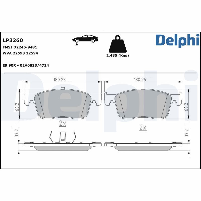 Set placute frana,frana disc LP3260 DELPHI