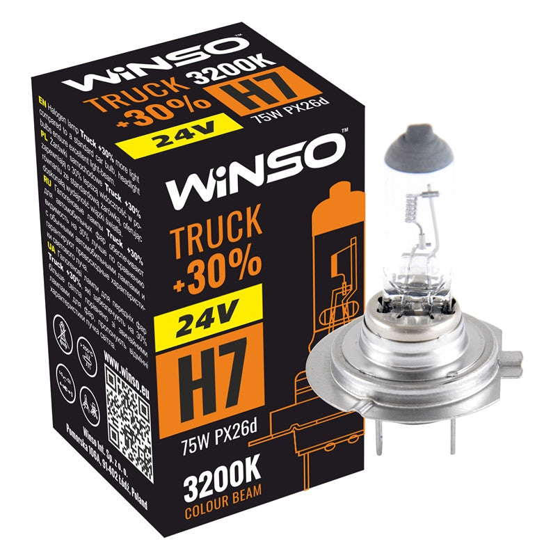 Bec Halogen Winso Truck +30% H7 - 24V, 75W PX26d ● 3200K - 12-745-923
