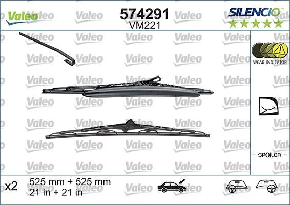 Set lamela stergator Valeo Silencio 525/525 mm - 574291