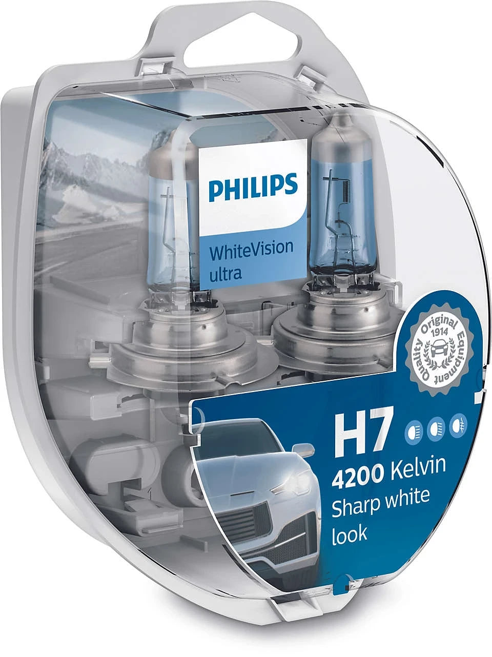 Bec Halogen Philips H7/W5W WhiteVision ultra 12V 55W PX26d - Set 2 Buc - 13003094