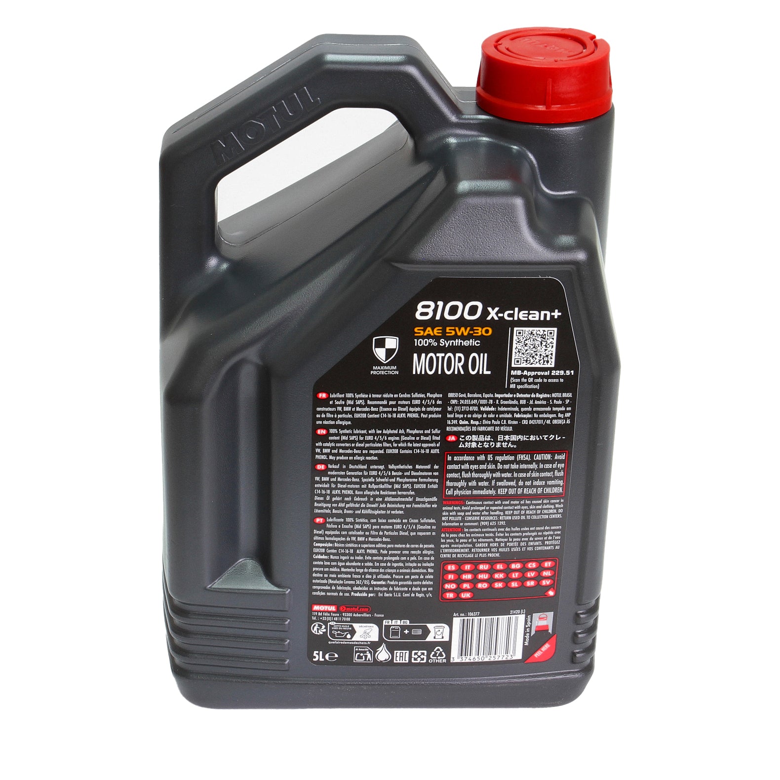 Ulei motor Motul 8100 X-Clean+ 5W30 5L - 106377