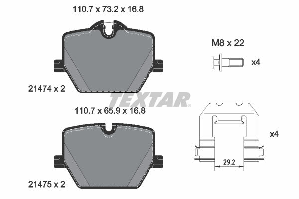 set placute frana,frana disc 2147401 TEXTAR