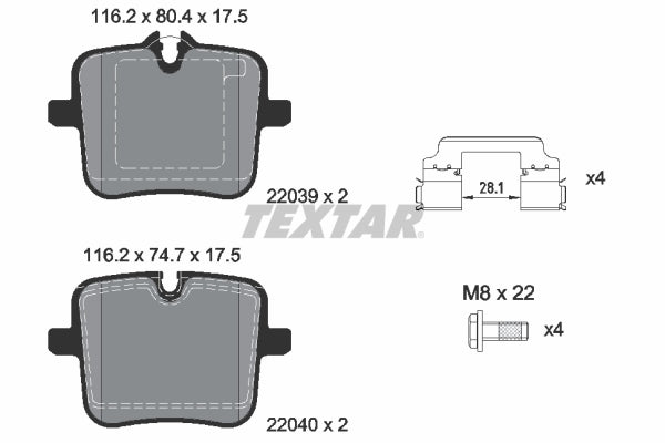 set placute frana,frana disc 2203901 TEXTAR