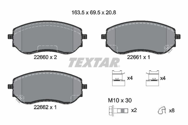 set placute frana,frana disc 2266001 TEXTAR