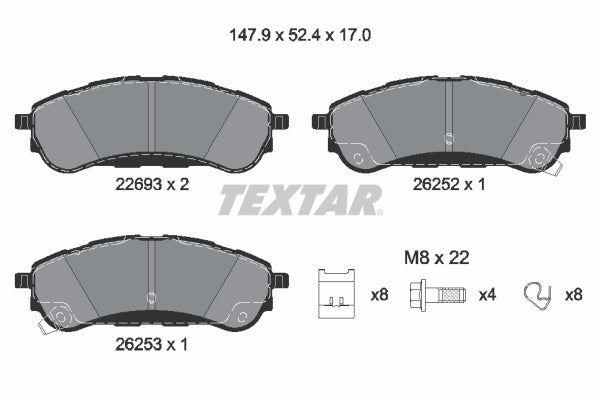 set placute frana,frana disc 2269301 TEXTAR