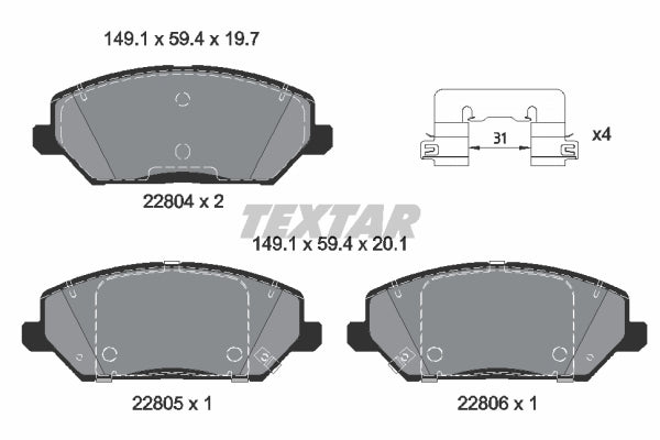 set placute frana,frana disc 2280401 TEXTAR
