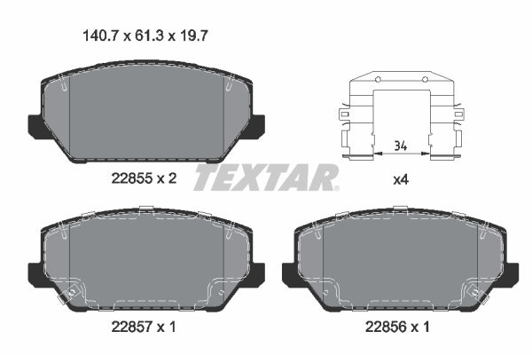 set placute frana,frana disc 2285501 TEXTAR